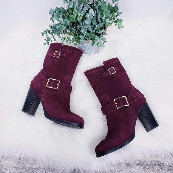 Jimmy Choo Dart buckle biker boots in red - Picture 2 of 8